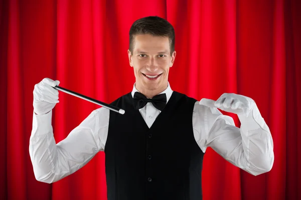 Male Magician Performing Magic — Stock Photo, Image