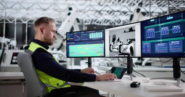 Fabrika Mühendisi, SCADA Sistemi kullanan Robot Bilimleri ile Araç Üretimi İzliyor.