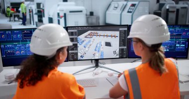 Robot Endüstrisi için Masaüstü Bilgisayarında 3B Fabrika Planları Oluşturuluyor.