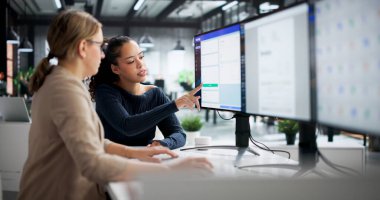 Ofisteki bilgisayar yazılımındaki kurumsal faturalar analiz ediliyor. Meşgul Muhasebeci İnceleme Hesap Tabloları