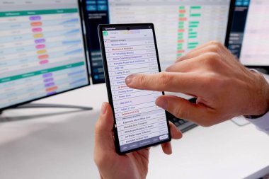 Mali Analizci, Denetim Ofisi Hesap Tablolarını Çevrimiçi Kullanmak İçin Akıllı Telefon Kullanıyor.