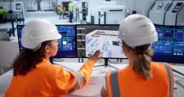 Bilgisayarda Otomotiv Fabrikası için 3B Kat Planı