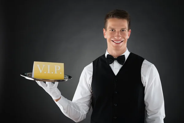 Waiter Showing Vip Sign — Stock Photo, Image