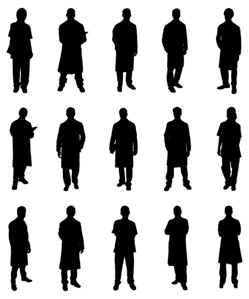 Illustrazione di medici professionisti silhouette — Vettoriale Stock