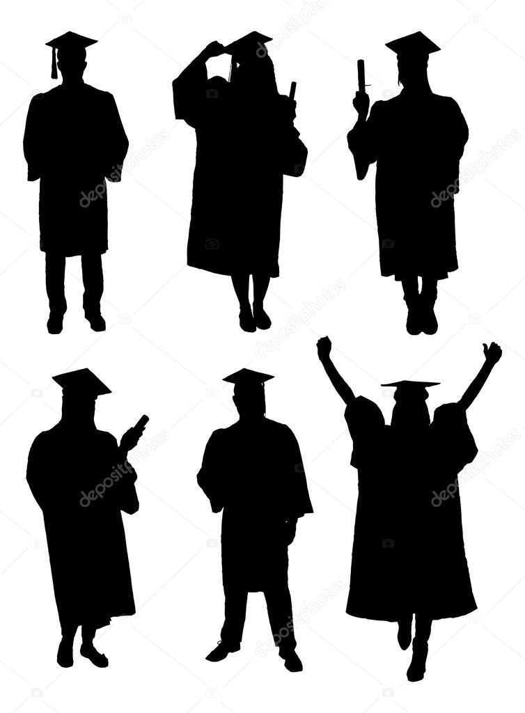 Vector Of Graduate Students Silhouettes