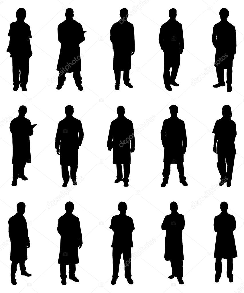 Illustration Of Professional Doctors Silhouettes