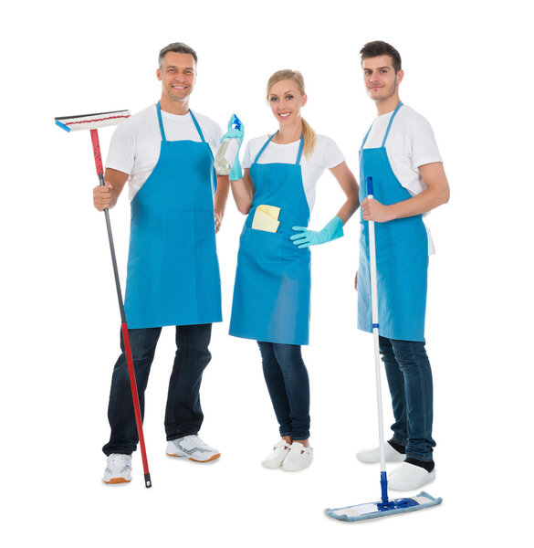 Cleaning Workers With Cleaning Equipments