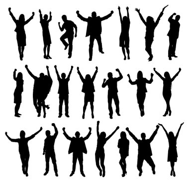 Heyecanlı insan siluetleri