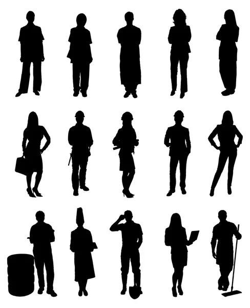 Various Professionals People Silhouettes — Stock Vector