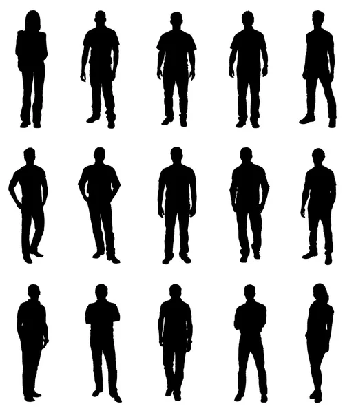 Set Of Trendy People Silhouettes — Stock Vector