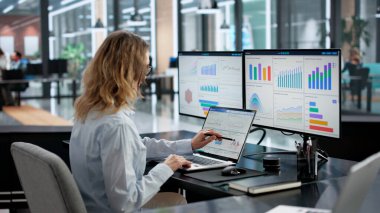 Business Analyst Analyzing Financial Data On A Computer Screen.