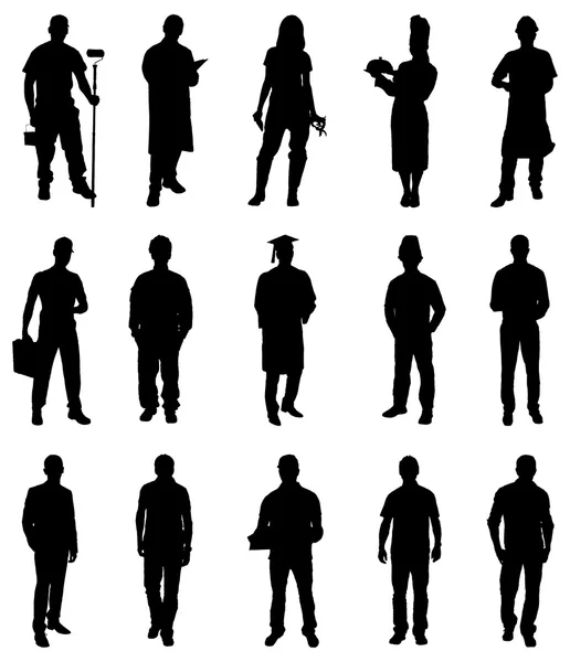 Set Of Professionals People Silhouettes — Stock Vector