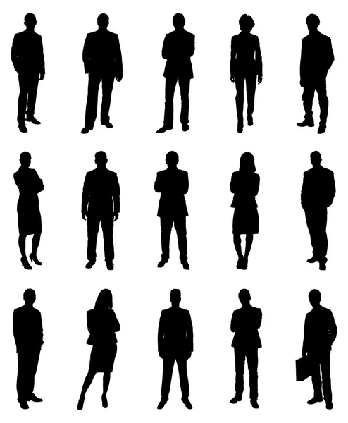 Collection Of Businesspeople Silhouettes — Stock Vector