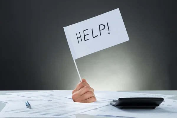 Hand Holding Flag Asking For Help — Stock Photo, Image