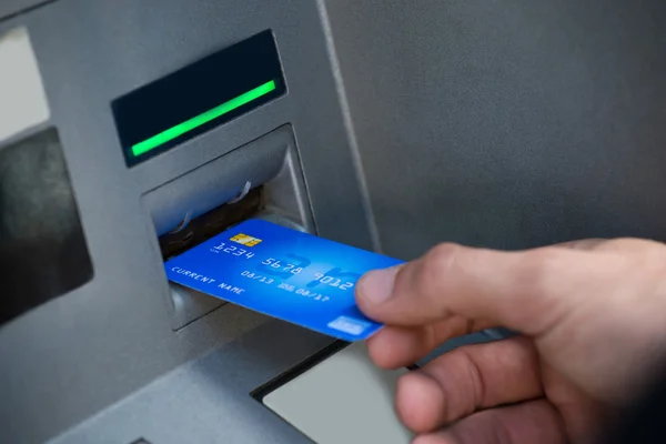 Man's Hand Using Atm — Stock Photo, Image