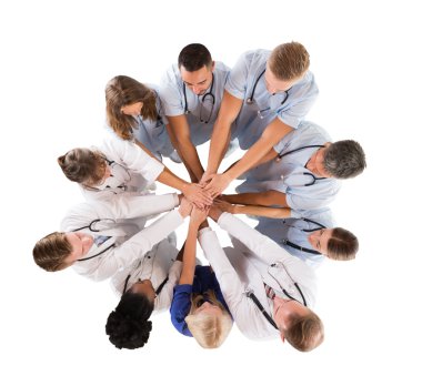 Multiethnic Medical Team Stacking Hands
