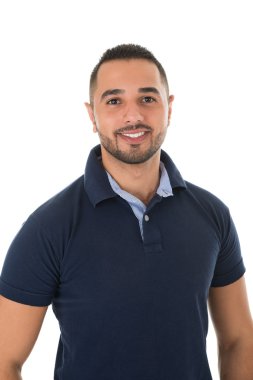 Geçici işçi mutlu genç adam portresi