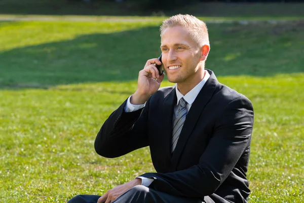 Empresário falando ao telefone — Fotografia de Stock