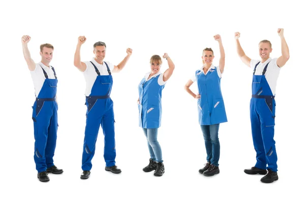 Mutlu Janitors ayakta portresi — Stok fotoğraf