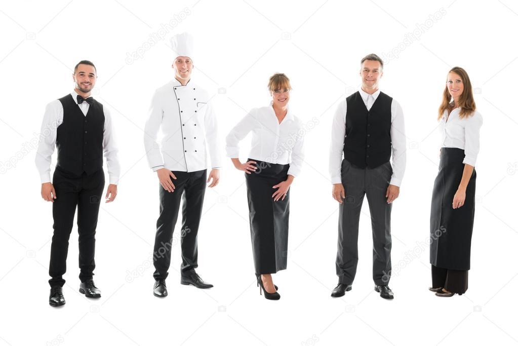 Happy Restaurant Staff Standing