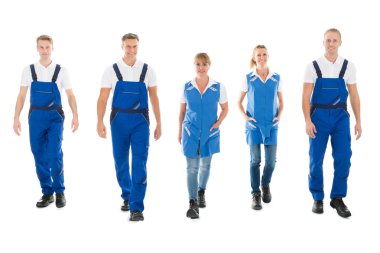 Kendine güvenen Janitors portresi