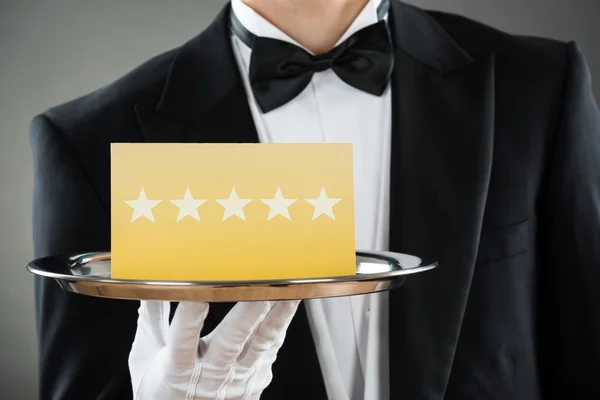 Holding Tray With Star Rating Label — Stock Photo, Image