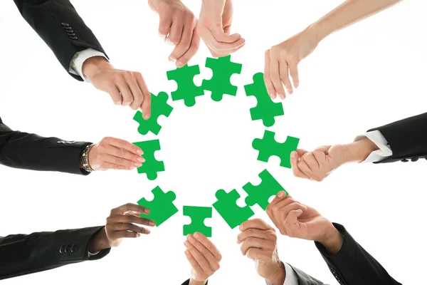Business Team Joining Jigsaw Pieces — Stock Photo, Image