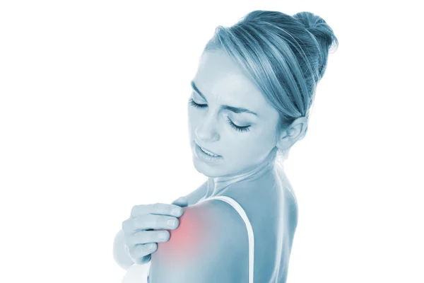 Woman Suffering From Shoulder Pain — Stock Photo, Image