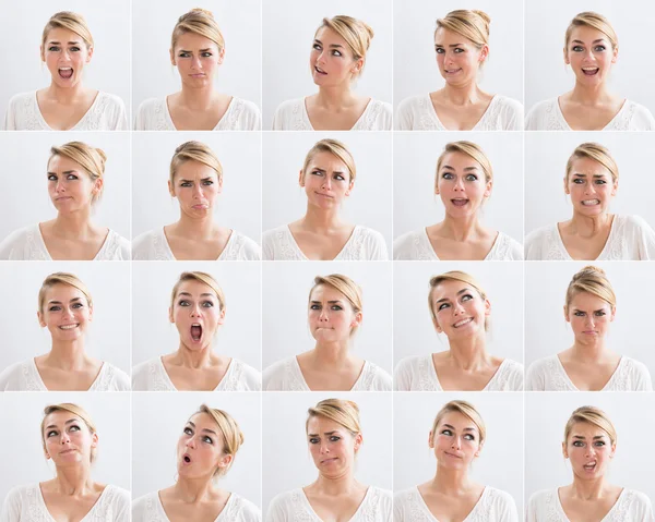 Collage Of Woman With Various Expressions — Stock Photo, Image