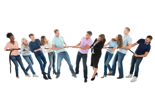 Business Teams Playing Tug Of War — Stock Photo, Image