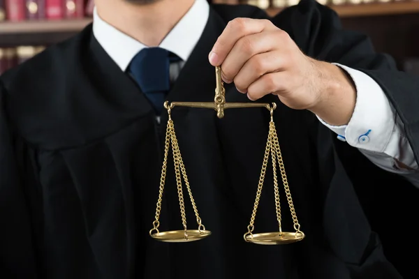 Judge Holding Justice Scale — Stock Photo, Image