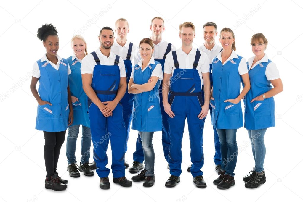 Group Portrait Of Confident Janitors