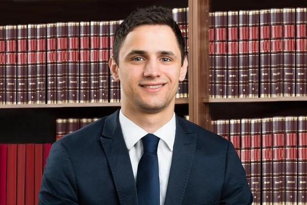 Confident Lawyer Against Bookshelf — Stock Photo, Image