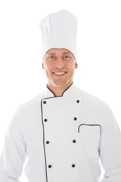 Retrato de feliz chef masculino — Fotografia de Stock