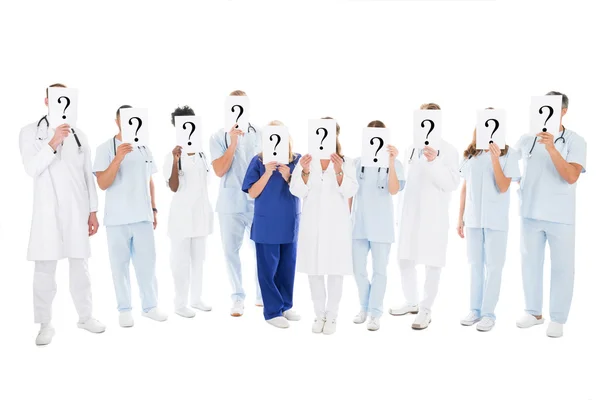 Medical Team Covering Faces — Stock Photo, Image