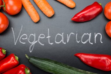 Yazılı taze sebze vejetaryen