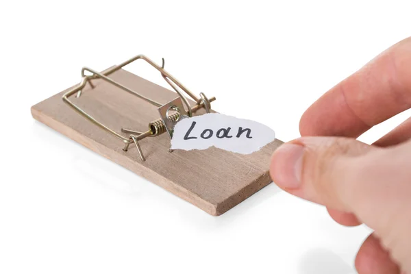 Beskurna Hand når lån tecken — Stockfoto