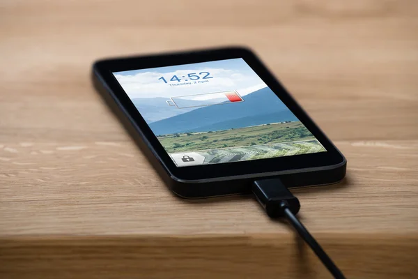 Smart Phone Connected To Charger — Stock Photo, Image