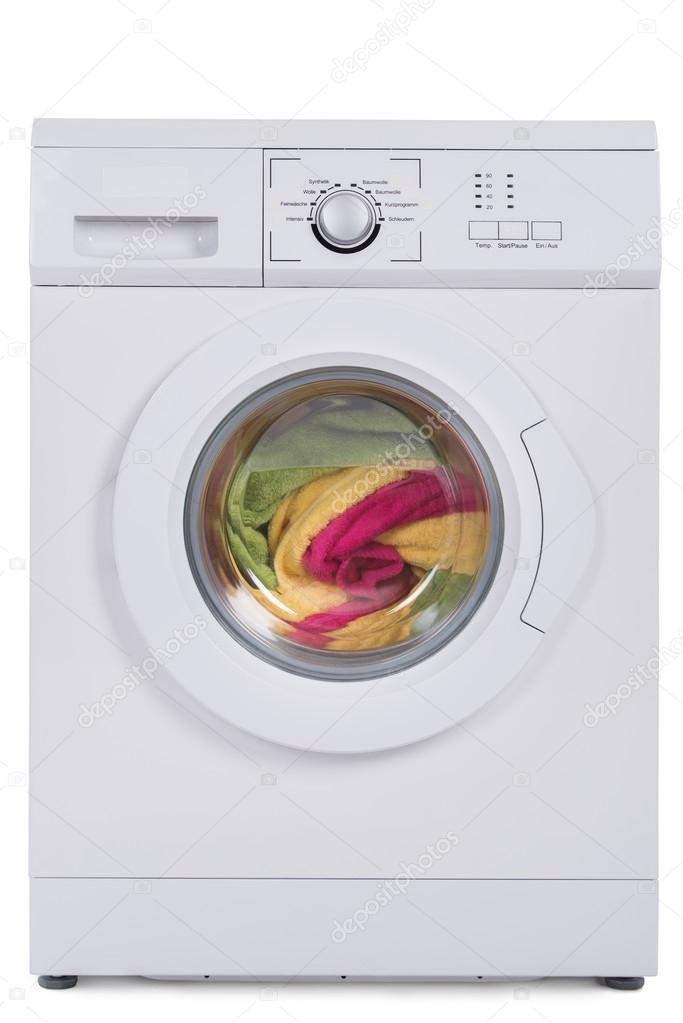 Washing Machine Full Of Dirty Clothes