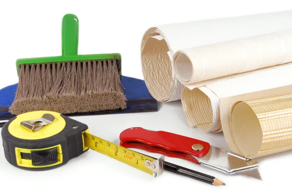 Wallpaper and tools isolated — Stock Photo, Image