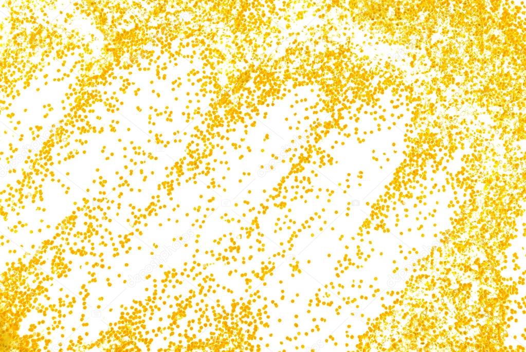 Golden sparkle glitter on white