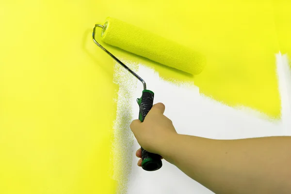 Yellow painting wall — Stock Photo, Image