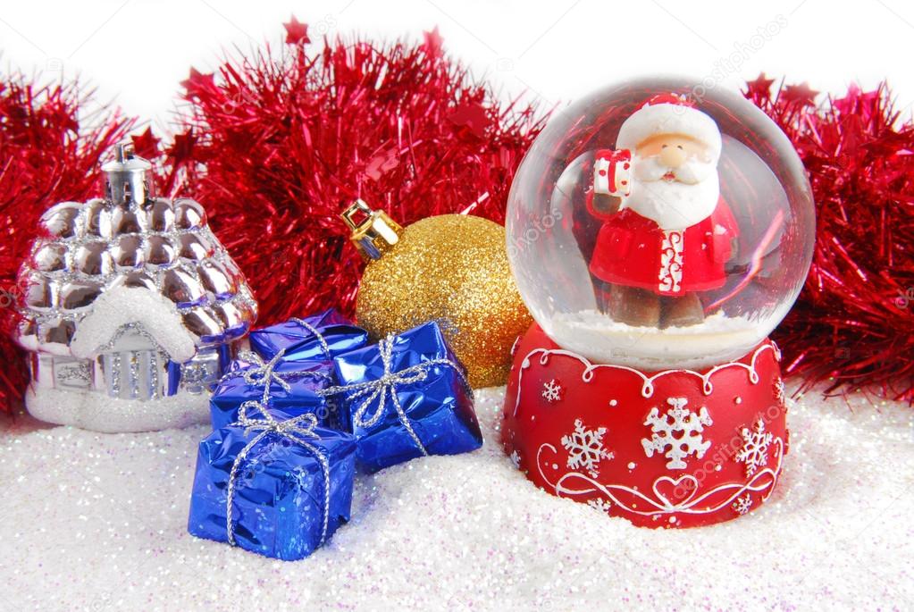 Christmas decorate composition with glitter