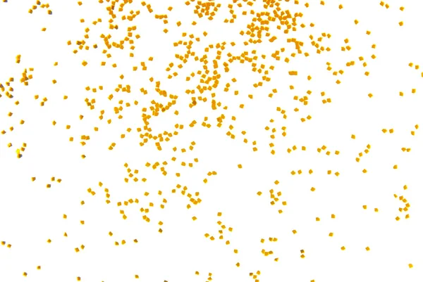 Glitter dorati che cadono isolati sul bianco — Foto Stock
