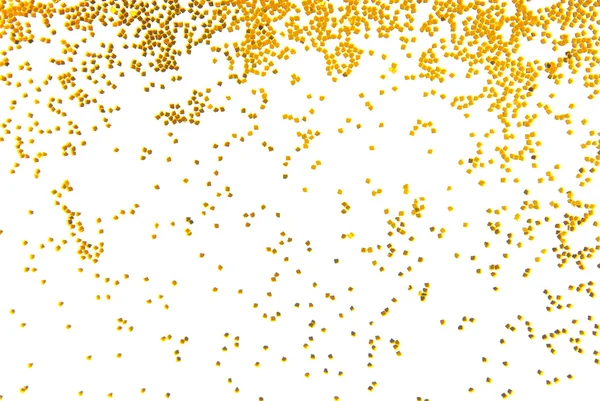 Golden glitter falling isolated on white — Stock Photo, Image