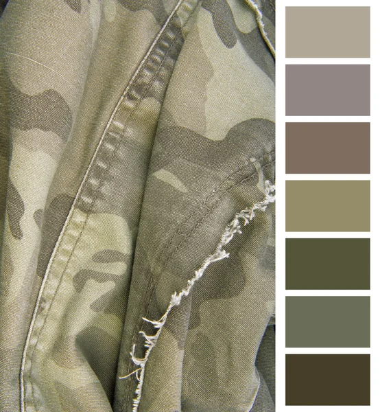 Camouflage cloth complimentary color chart selection — Stock Photo, Image