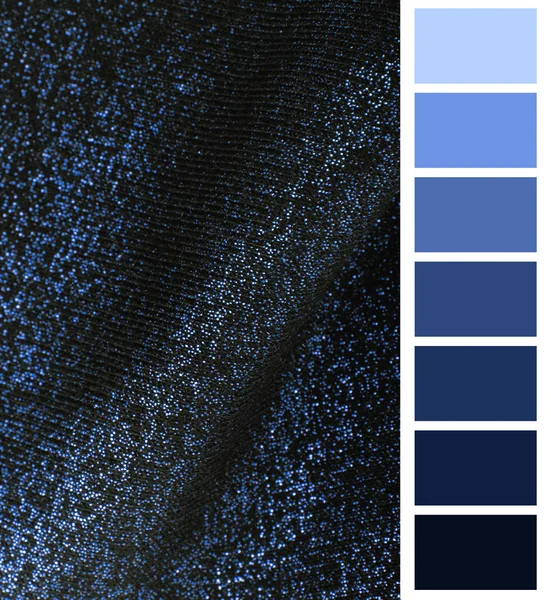 Blue fabric texture complimentary color palette chart — Stock Photo, Image