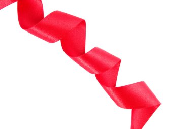 Kırmızı üzerine beyaz izole kurdele dalgalı