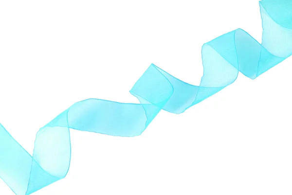 Blue ribbon vågiga isolerad på vit — Stockfoto