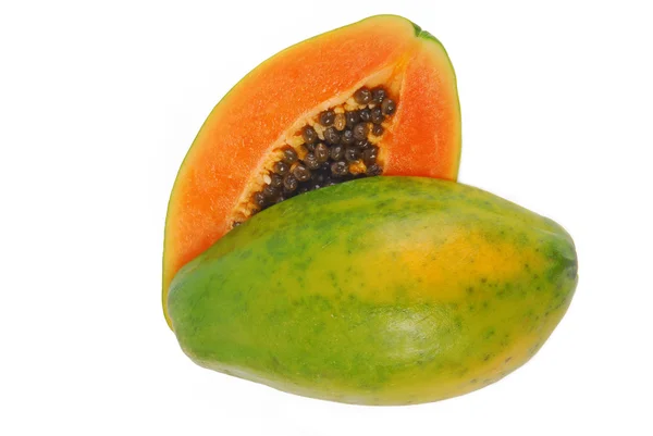 Papaya gyümölcs elszigetelt fehér — Stock Fotó